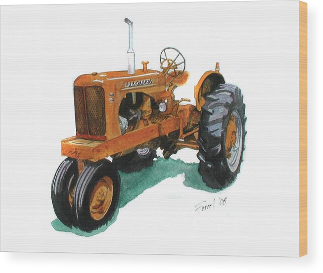 Allis Chalmers Tractor Wood Print featuring the painting Allis Chalmers Tractor by Ferrel Cordle
