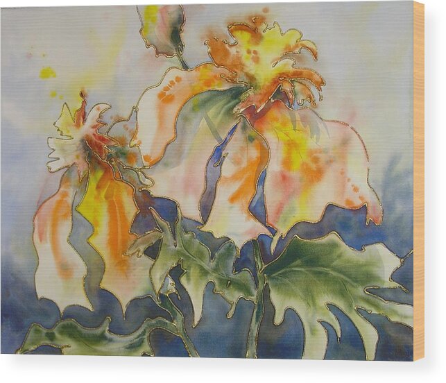 Floral Wood Print featuring the painting Almost Three by Marlene Gremillion
