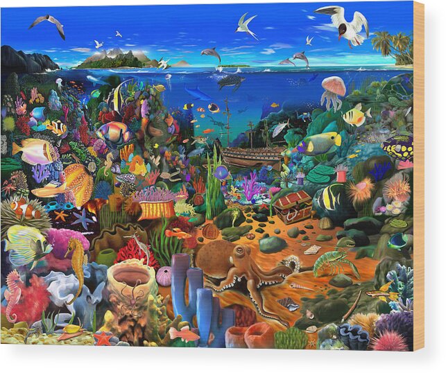 Gerald Newton Wood Print featuring the digital art Amazing Coral Reef by MGL Meiklejohn Graphics Licensing