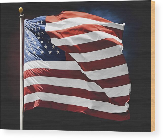 American Flag Wall Art Wood Print featuring the photograph American Flag Wall Art by Steven Michael