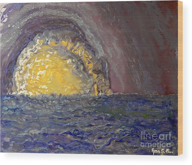 Sunset Wood Print featuring the painting Another Purple Sunset by Amalia Suruceanu