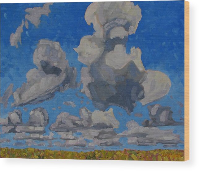 793 Wood Print featuring the painting April Cumulus by Phil Chadwick