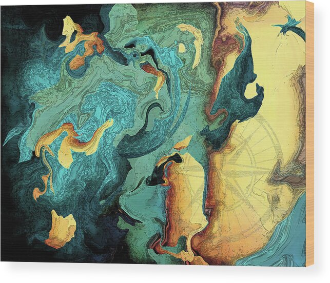 Aqua Wood Print featuring the painting Archipelago by Deborah Smith