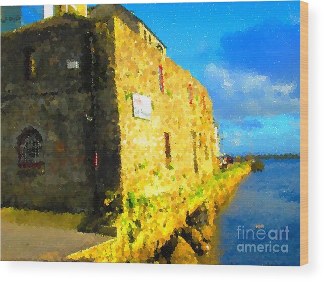Ard Bia Restaurant Wood Print featuring the painting Ard Bia Claddagh Galway-available As A Signed And Numbered Art Print On Canvas See Www.pixi-art.com by Mary Cahalan Lee - aka PIXI