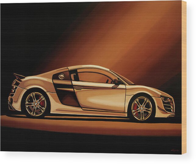 Audi R8 Wood Print featuring the painting Audi R8 2007 Painting by Paul Meijering