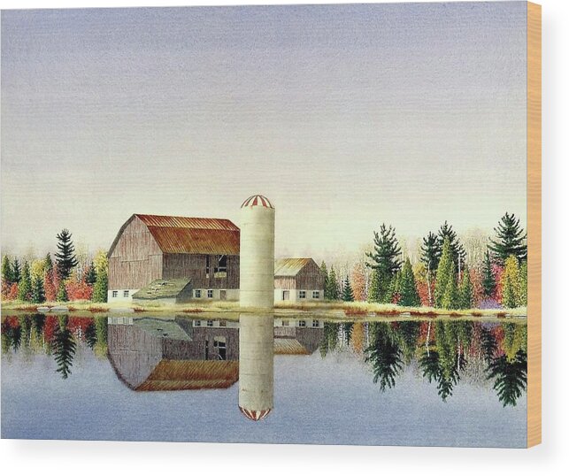 Rural Landscape Wood Print featuring the painting Autumn Mirror by Conrad Mieschke