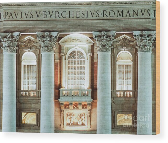Christian Wood Print featuring the photograph Balconies of St Peter's basilica by Fabrizio Ruggeri