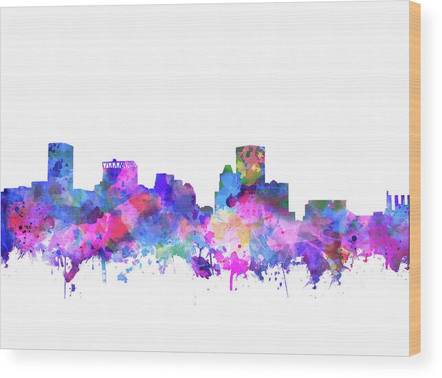 Baltimore Wood Print featuring the painting Baltimore Skyline Watercolor 4 by Bekim M