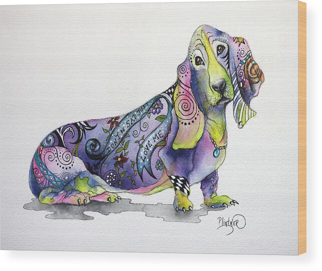 Basset Hound Art Wood Print featuring the painting Basset Hound Horace by Patricia Lintner