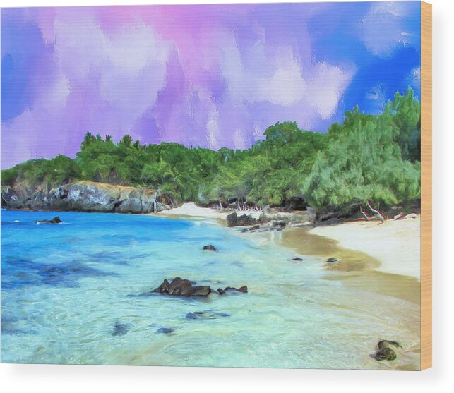 Beach 69 Wood Print featuring the painting Beach 69 Big Island by Dominic Piperata