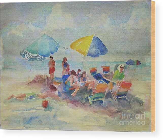 Beach Day Wood Print featuring the painting Beach Day by B Rossitto