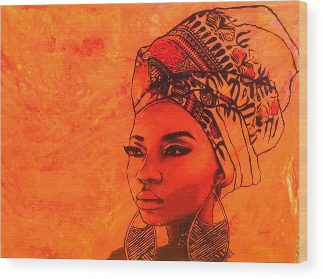 Acrylic Wood Print featuring the painting Beautiful Sista by Karen Buford