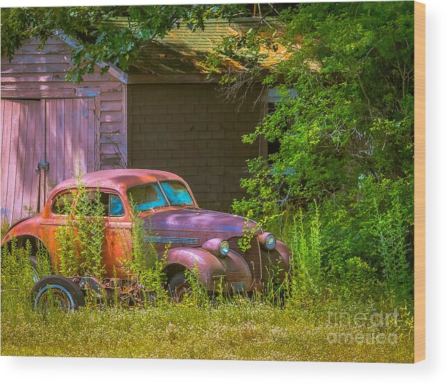 Transportation Wood Print featuring the photograph Behind the old barn by Claudia M Photography