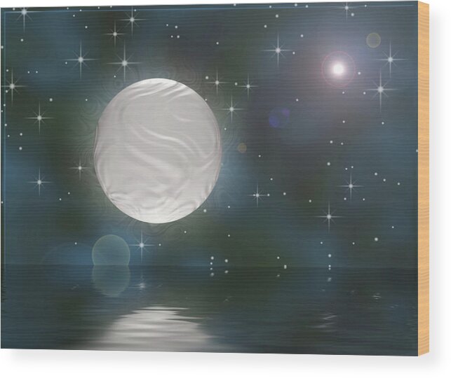 Supermoon Wood Print featuring the digital art Bella Luna by Wendy J St Christopher