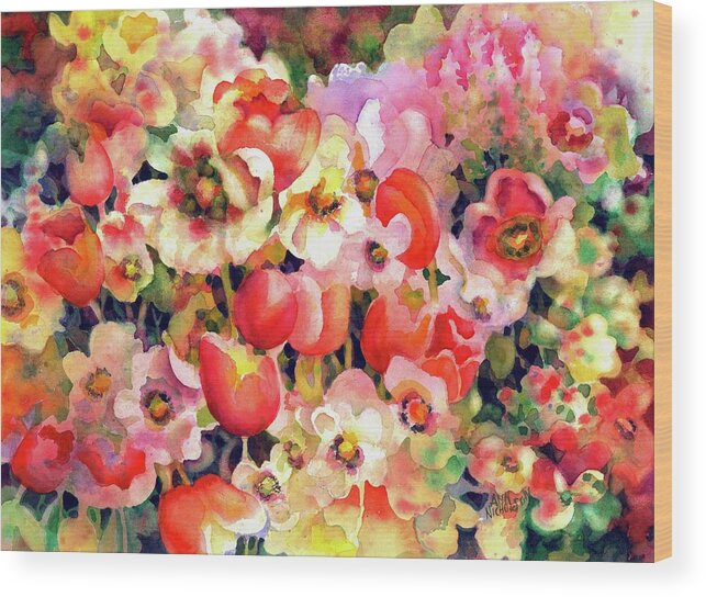 Watercolor Wood Print featuring the painting Belle Fleurs II by Ann Nicholson