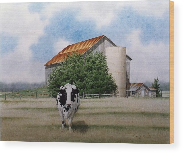 Rural Wood Print featuring the painting Big Berta by Conrad Mieschke