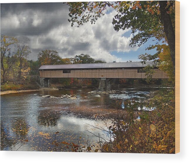 River Wood Print featuring the photograph Blair Covered Bridge by Nancy Griswold