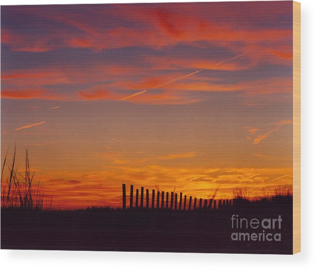 Sunset Wood Print featuring the digital art Blazing Sunset by Jack Ader