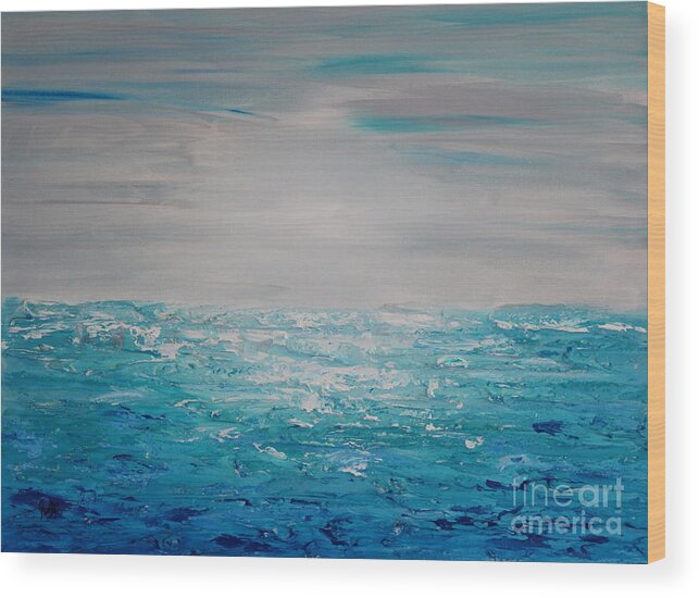 Blue Wood Print featuring the painting Blue Beach by Preethi Mathialagan