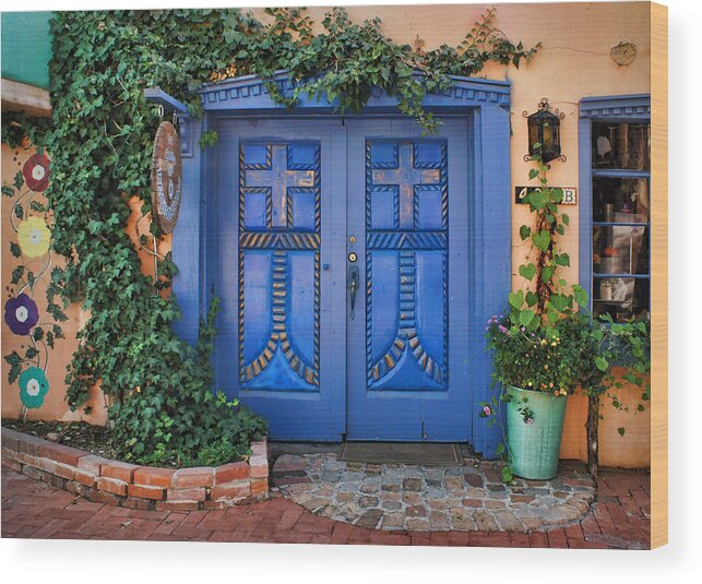 Blue Doors Wood Print featuring the photograph Blue Doors - Old Town - Albuquerque by Nikolyn McDonald