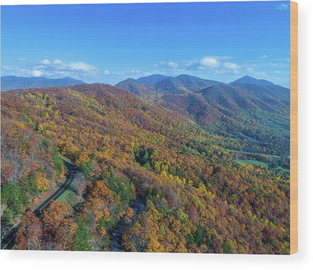 Blue Wood Print featuring the photograph Blue Ridge Parkway Fall Colors 1 by Star City SkyCams