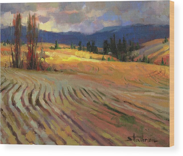 Country Wood Print featuring the painting Break in the Weather by Steve Henderson