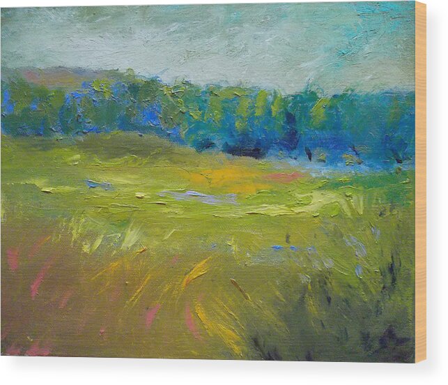 Summer Wood Print featuring the painting Breezy Meadow by Susan Esbensen