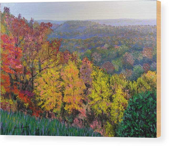 Fall Wood Print featuring the painting Brown County Vista by Stan Hamilton