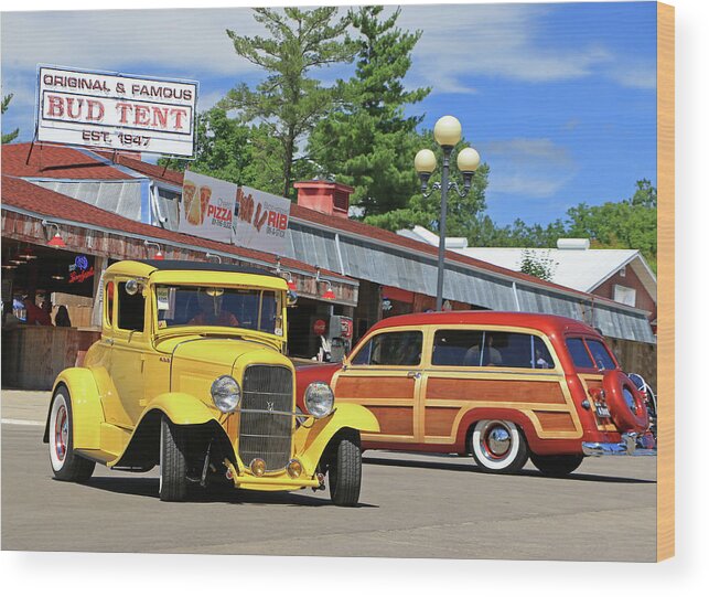 Goodguys Wood Print featuring the photograph Bud Tent Hot Rods by Christopher McKenzie