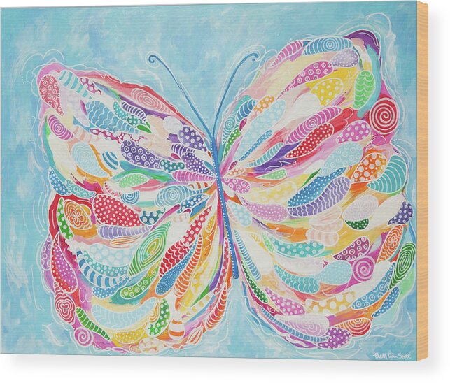 Butterfly Wood Print featuring the painting Butterfly by Beth Ann Scott