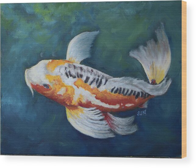 Koi Wood Print featuring the painting Butterfly Koi I by Sandra Nardone