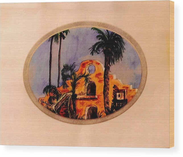Palm Trees Wood Print featuring the painting Cabo San Lucus by Kenlynn Schroeder