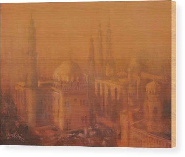 Cairo Wood Print featuring the painting Cairo Egypt by Tom Shropshire