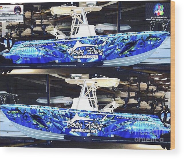 Boat Wrap Wood Print featuring the digital art Carey Chen Boat Wraps by Carey Chen
