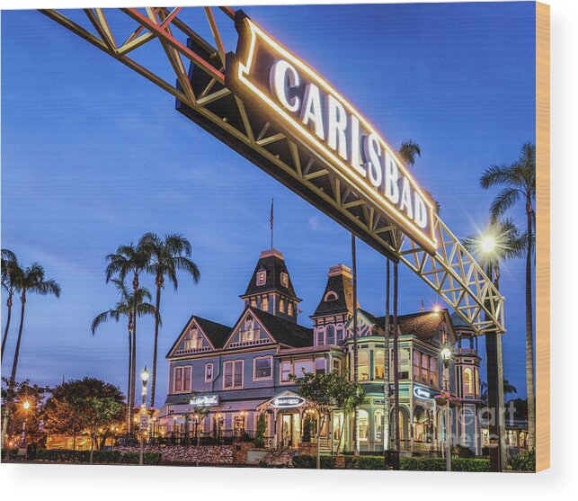 Carlsbad Wood Print featuring the photograph Carlsbad Welcome Sign by David Levin