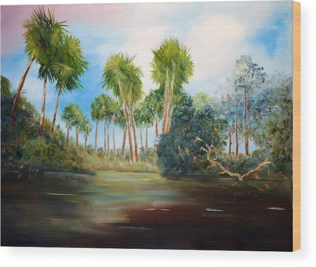 Palms Wood Print featuring the painting Carolina Breeze by Phil Burton