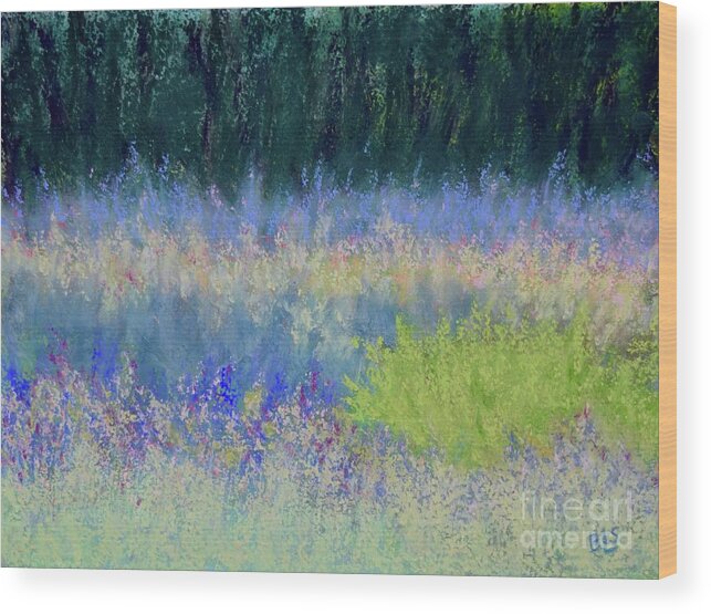  Wood Print featuring the pastel Carol's Meadow by Barrie Stark