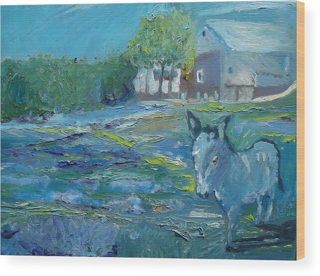 Donkey Wood Print featuring the painting Carousel Farm Lavender by Susan Esbensen