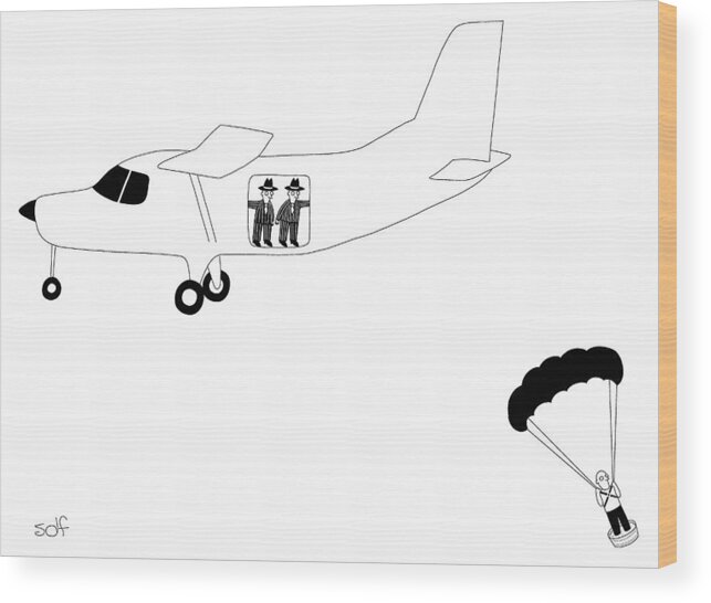 Airplane Wood Print featuring the drawing Cement Shoes by Seth Fleishman