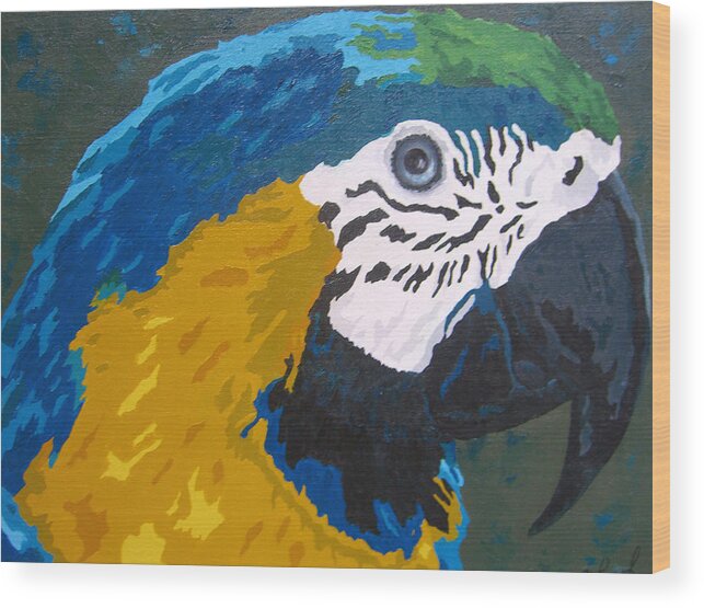 Macaw Wood Print featuring the painting Cerulean Beauty by Cheryl Bowman