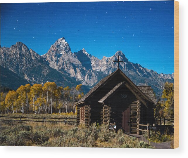Tetons Wood Print featuring the photograph Chapel of Transfiguration by Darren White