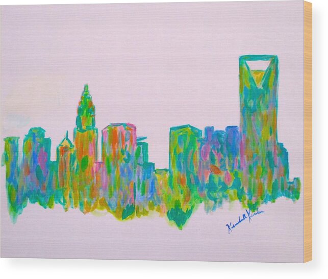 City Paintings Wood Print featuring the painting Charlotte Flip by Kendall Kessler