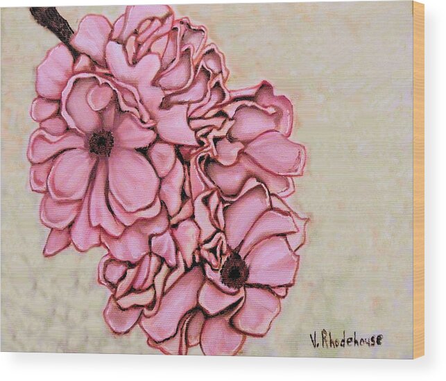 Cherry Blossom Wood Print featuring the painting Cherry Blossom Branch by Victoria Rhodehouse