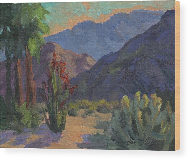 Cholla Cactus Wood Print featuring the painting Cholla at Smoketree Ranch by Diane McClary