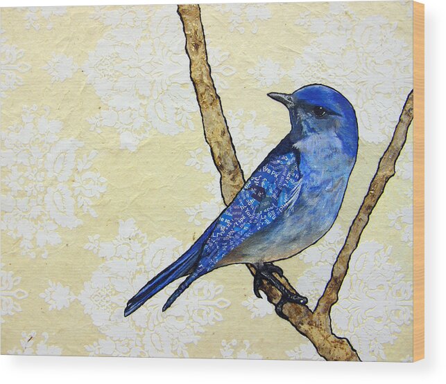 Bluebird Wood Print featuring the painting Christopher by Jacqueline Bevan