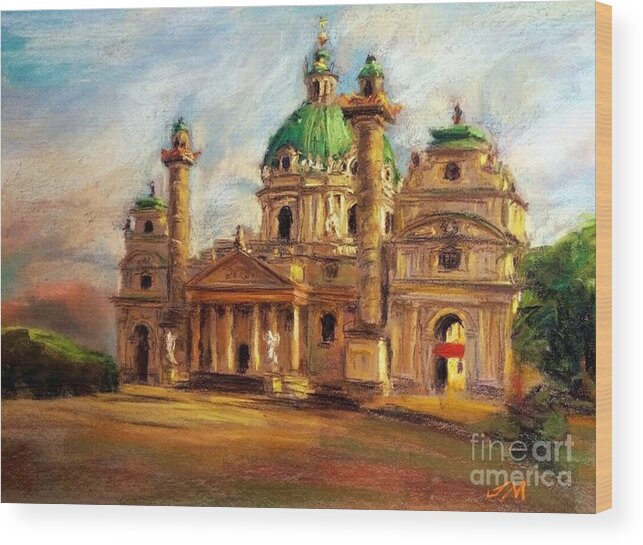  Wood Print featuring the painting Church by Jieming Wang