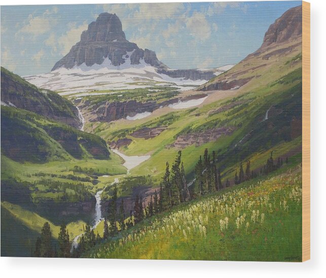 Landscape Wood Print featuring the painting Clements Mountain by Lanny Grant