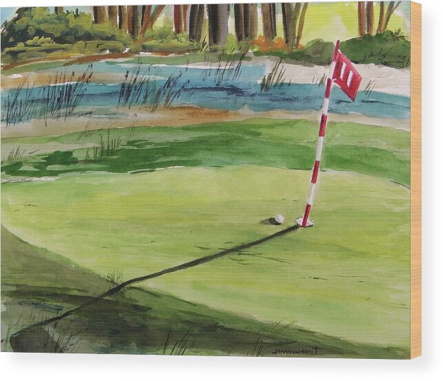 Golf Wood Print featuring the painting Close at the Eleventh Hole by John Williams
