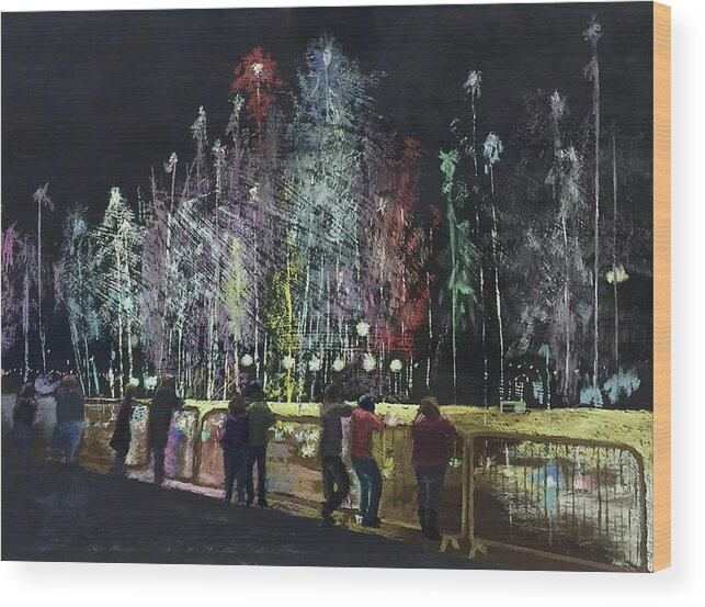 Pastel Wood Print featuring the pastel Colored Fountains by Gerry Delongchamp