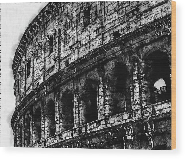 Rome Ancient Monument Wood Print featuring the digital art Colosseum, Rome - 03 by AM FineArtPrints